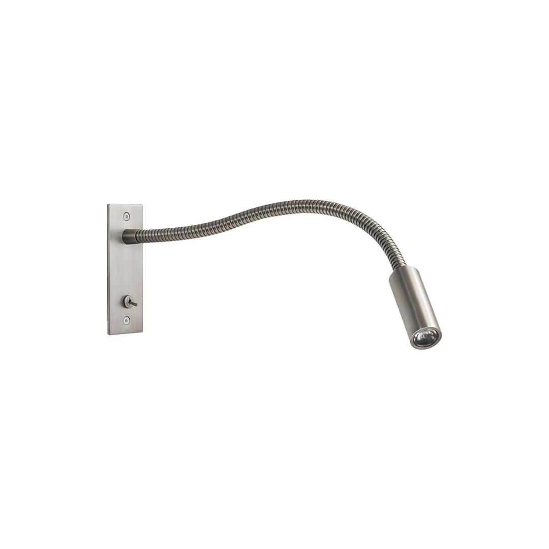 Lavisa Adjustable Swing Arm LED Wall Light mounted near a bed - Satin Nickel