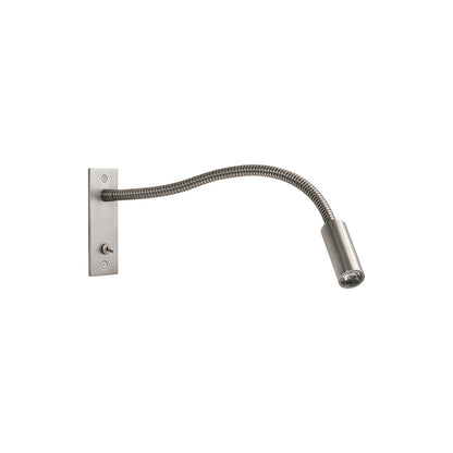Lavisa Adjustable Swing Arm LED Wall Light mounted near a bed - Satin Nickel