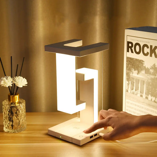 Lavisa Modern Table Lamp with Floating Tensegrity Design and Wireless Charging Station