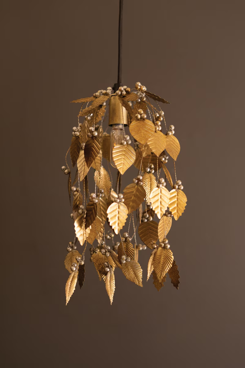 Lavisa Antique Gold Vines Pendant Light hanging with twisted metal vine design