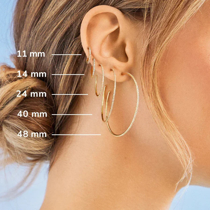 Lavisa - Pavé Huggie Hoops - Gold - On-Model & Scale View