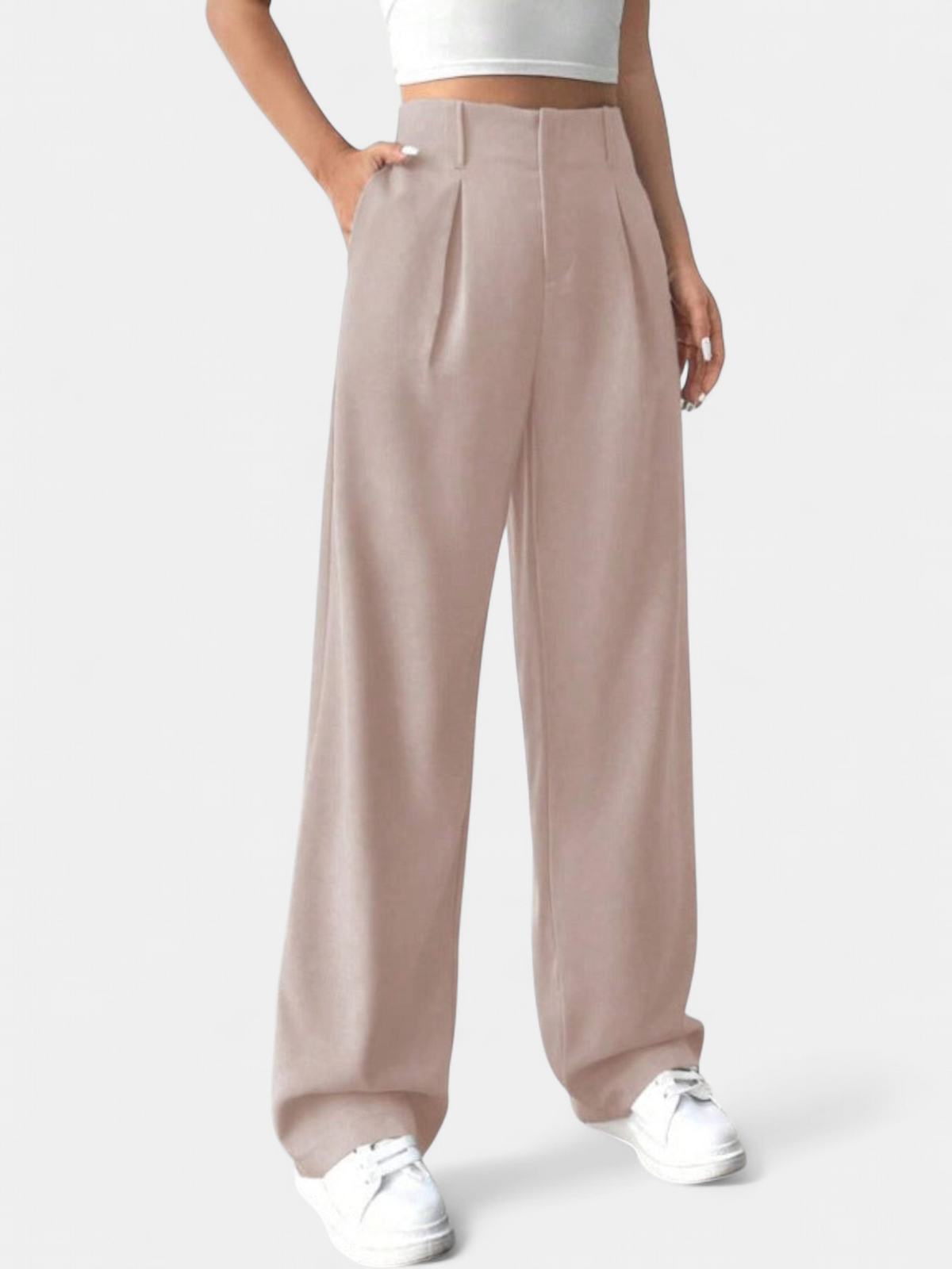 Lavisa - High Waist Wide Leg Pleated Pants for Women - Elegant Office Trousers