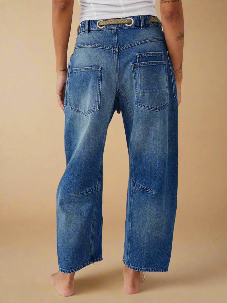 Lavisa - Relaxed Drawstring Cotton Utility Jeans