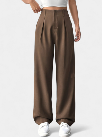Lavisa - High Waist Wide Leg Pleated Pants for Women - Elegant Office Trousers