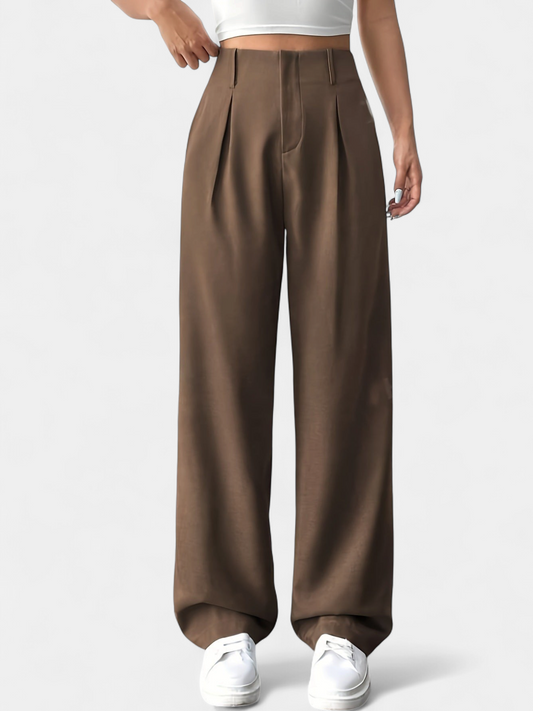 Lavisa - High Waist Wide Leg Pleated Pants for Women - Elegant Office Trousers