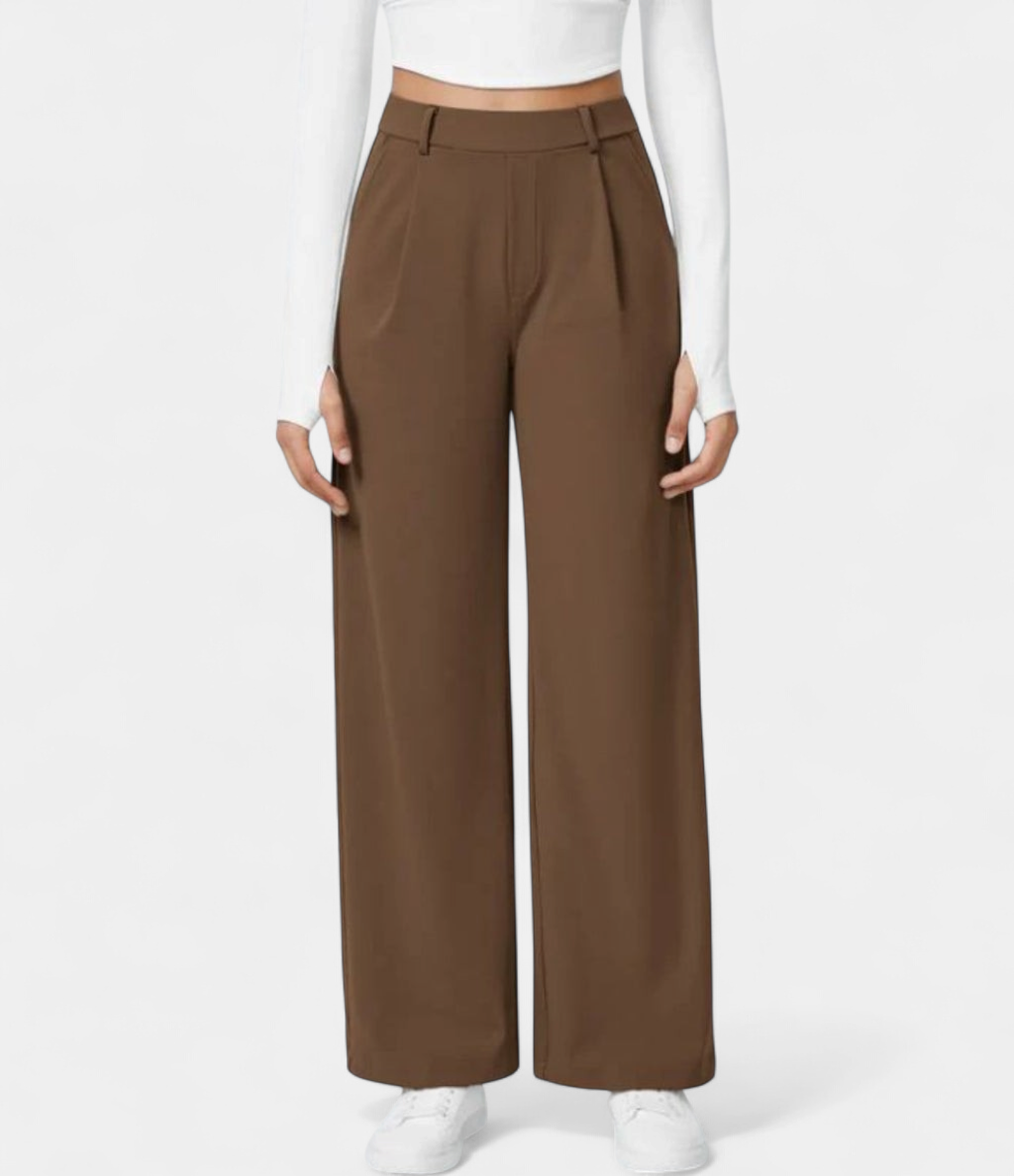 Lavisa - High Waist Straight Leg Casual Pants for Women - Everyday Comfort Trousers