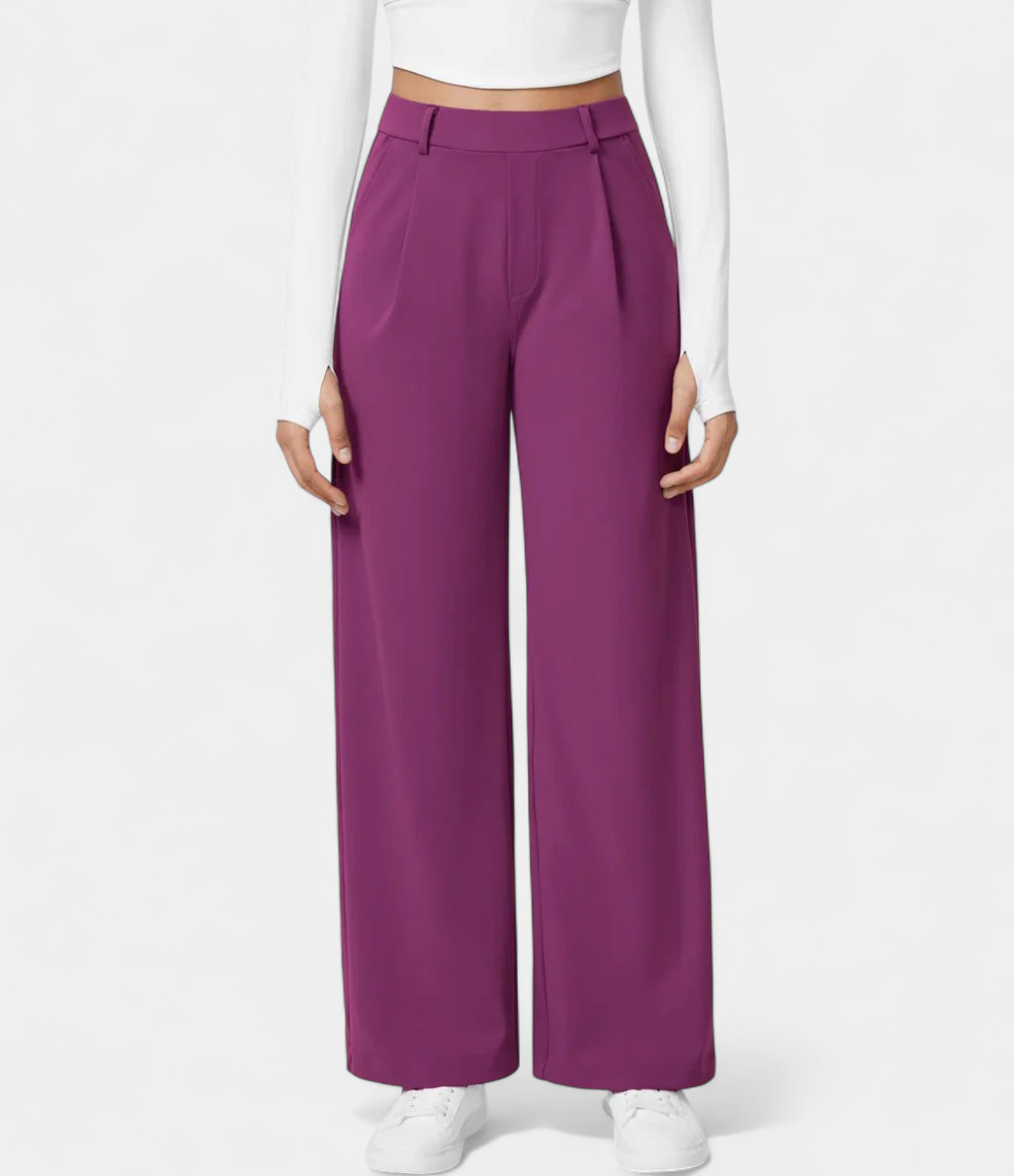 Lavisa - High Waist Straight Leg Casual Pants for Women - Everyday Comfort Trousers