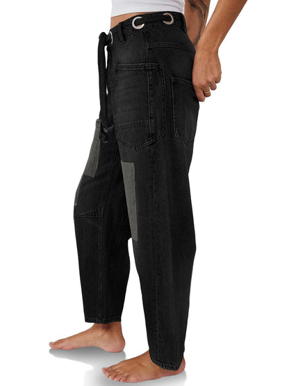 Lavisa - Relaxed Drawstring Cotton Utility Jeans