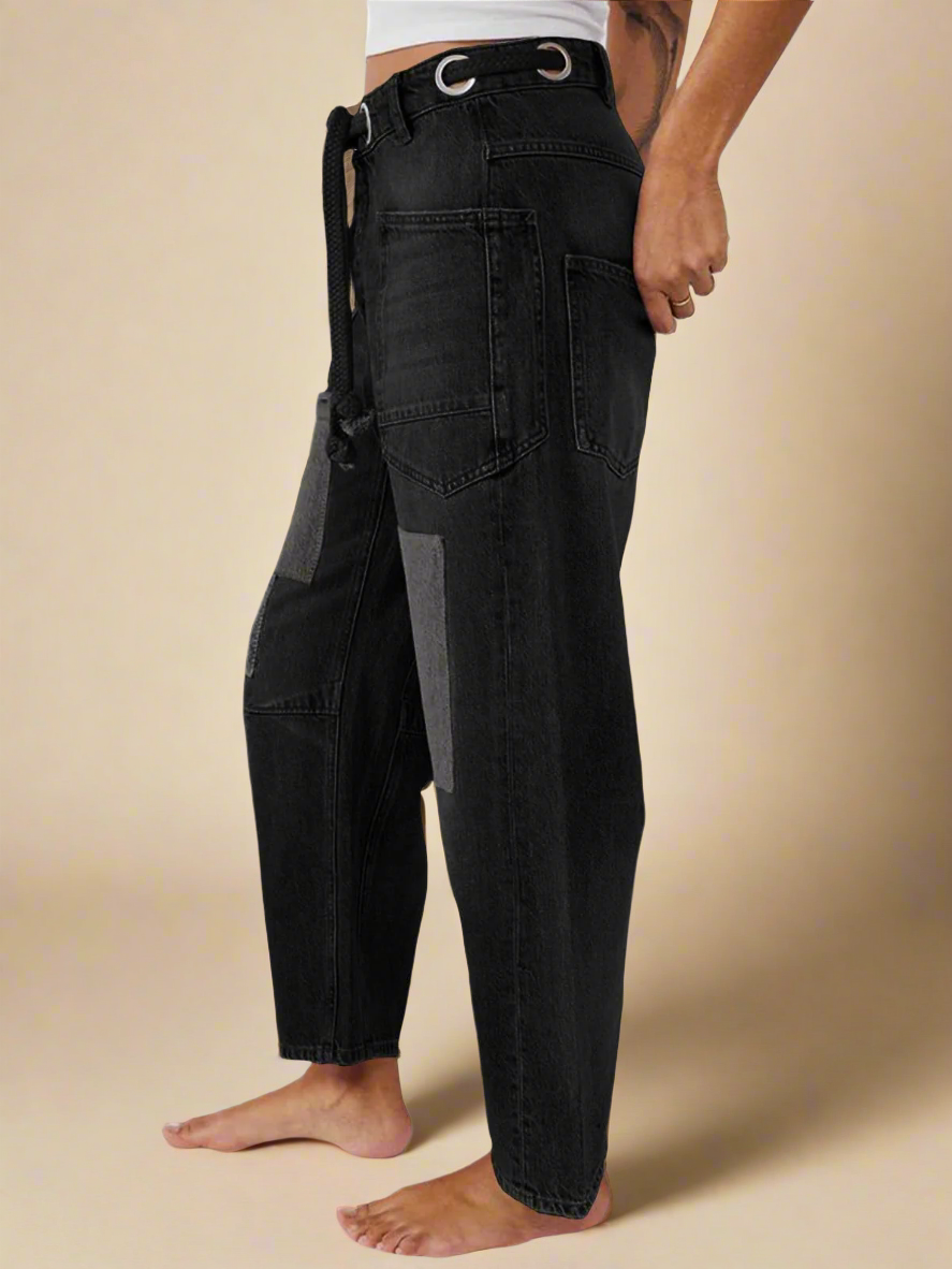 Lavisa - Relaxed Drawstring Cotton Utility Jeans