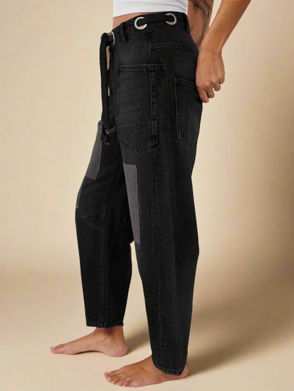 Lavisa - Relaxed Drawstring Cotton Utility Jeans