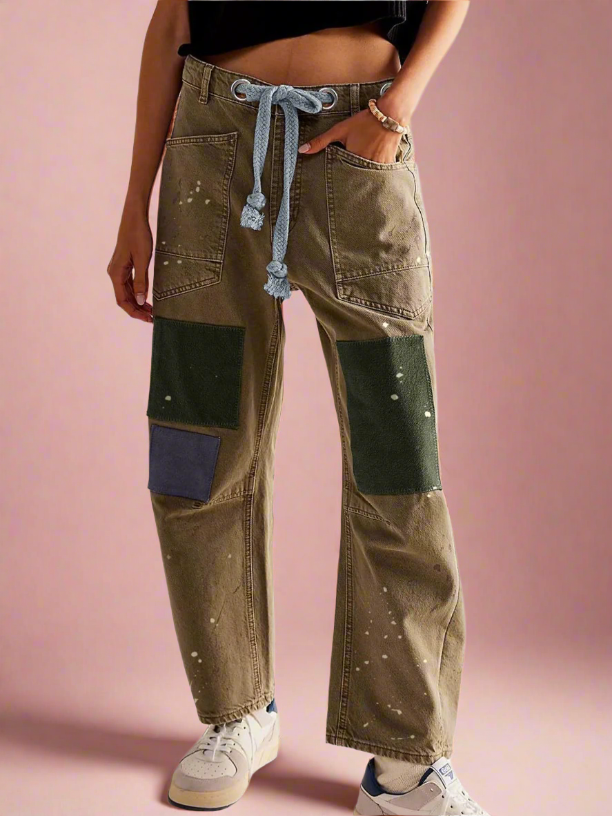 Lavisa - Relaxed Drawstring Cotton Utility Jeans