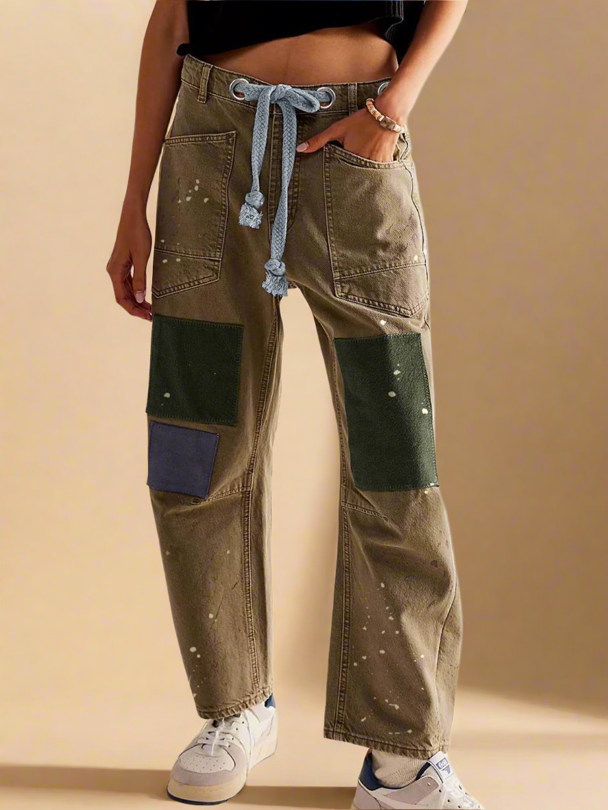 Lavisa - Relaxed Drawstring Cotton Utility Jeans