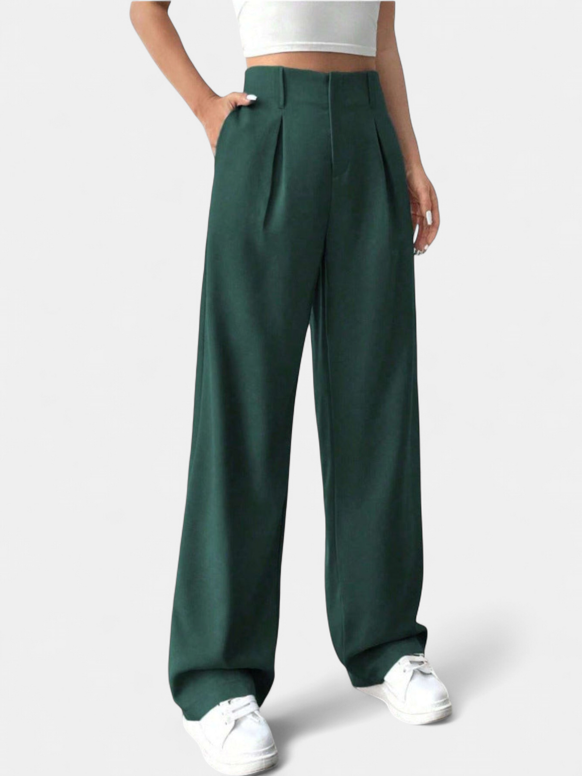 Lavisa - High Waist Wide Leg Pleated Pants for Women - Elegant Office Trousers