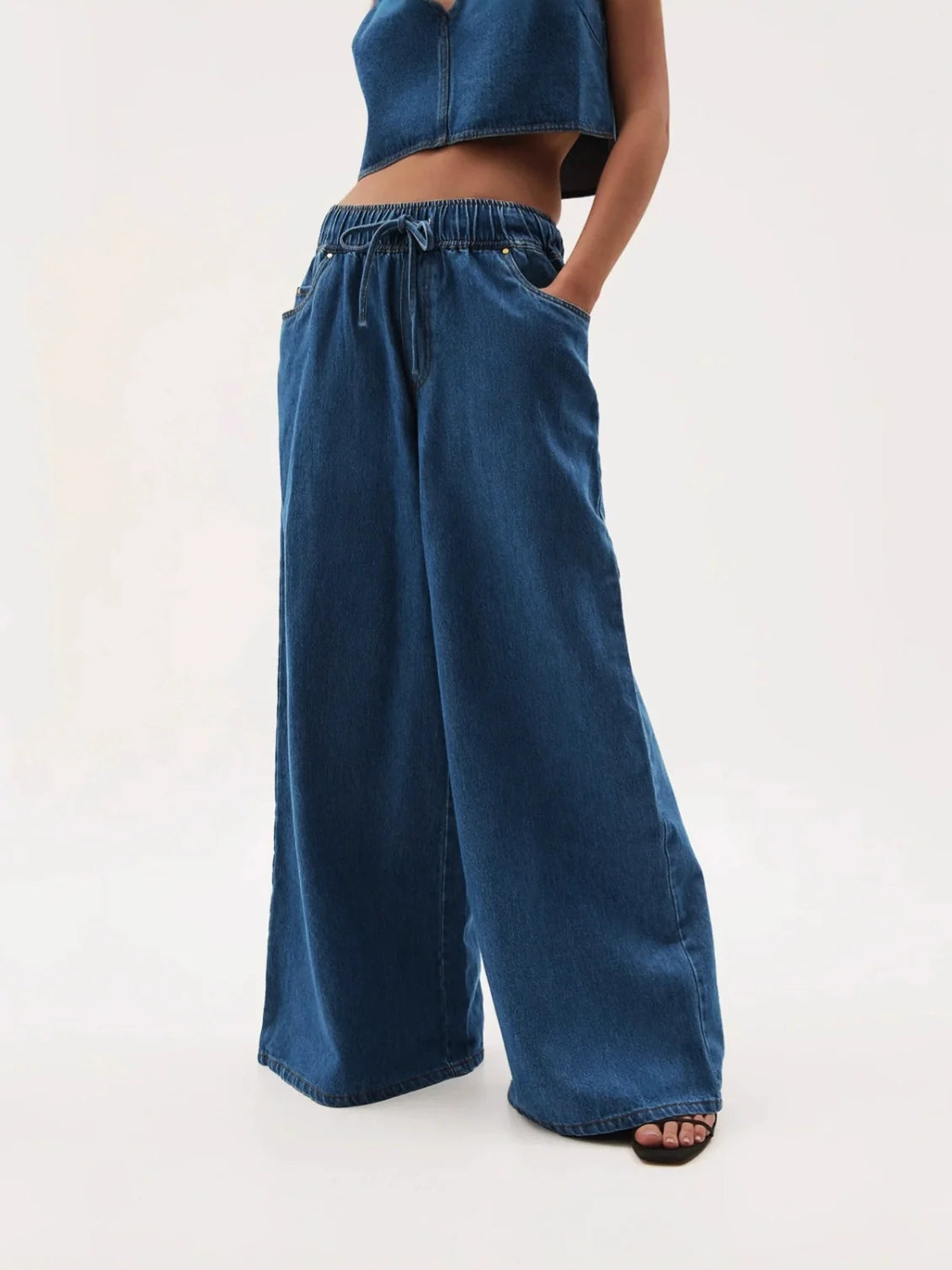 Lavisa - Monaco Drawstring Wide Leg Denim Jeans
