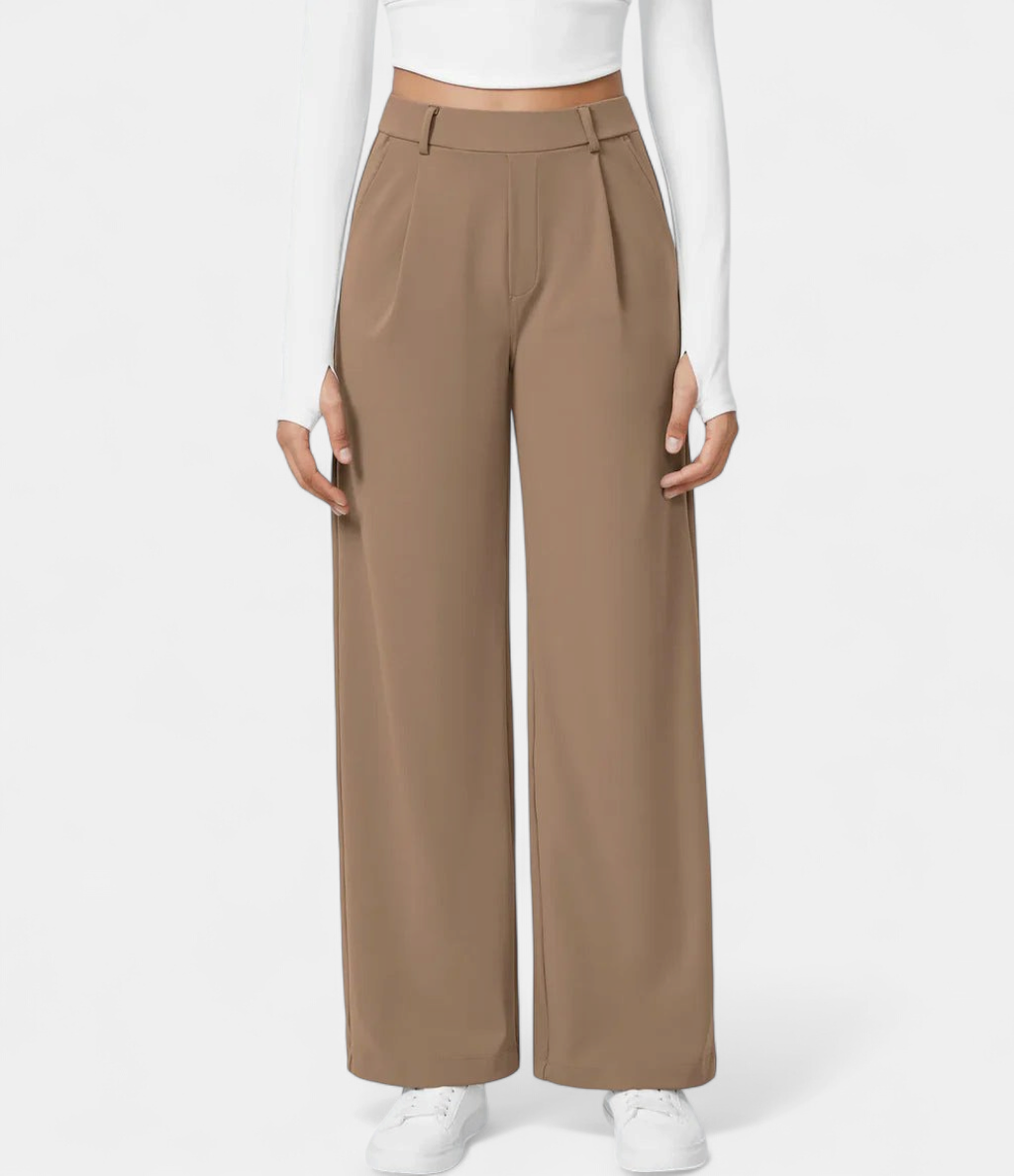 Lavisa - High Waist Straight Leg Casual Pants for Women - Everyday Comfort Trousers