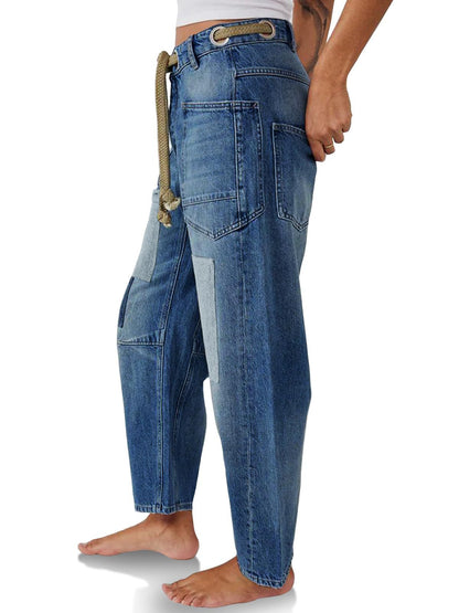 Lavisa - Relaxed Drawstring Cotton Utility Jeans