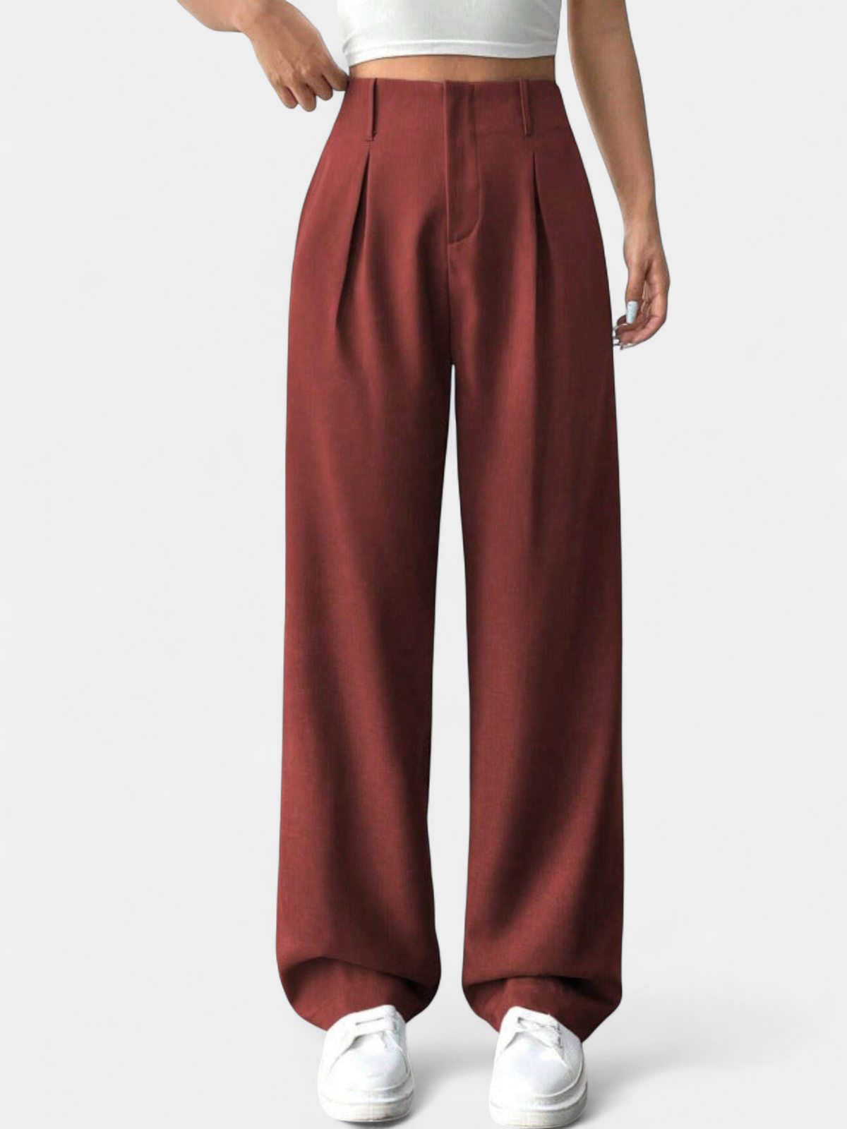 Lavisa - High Waist Wide Leg Pleated Pants for Women - Elegant Office Trousers