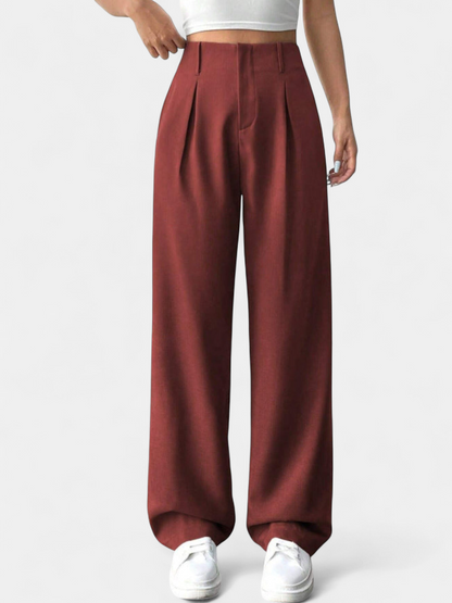 Lavisa - High Waist Wide Leg Pleated Pants for Women - Elegant Office Trousers