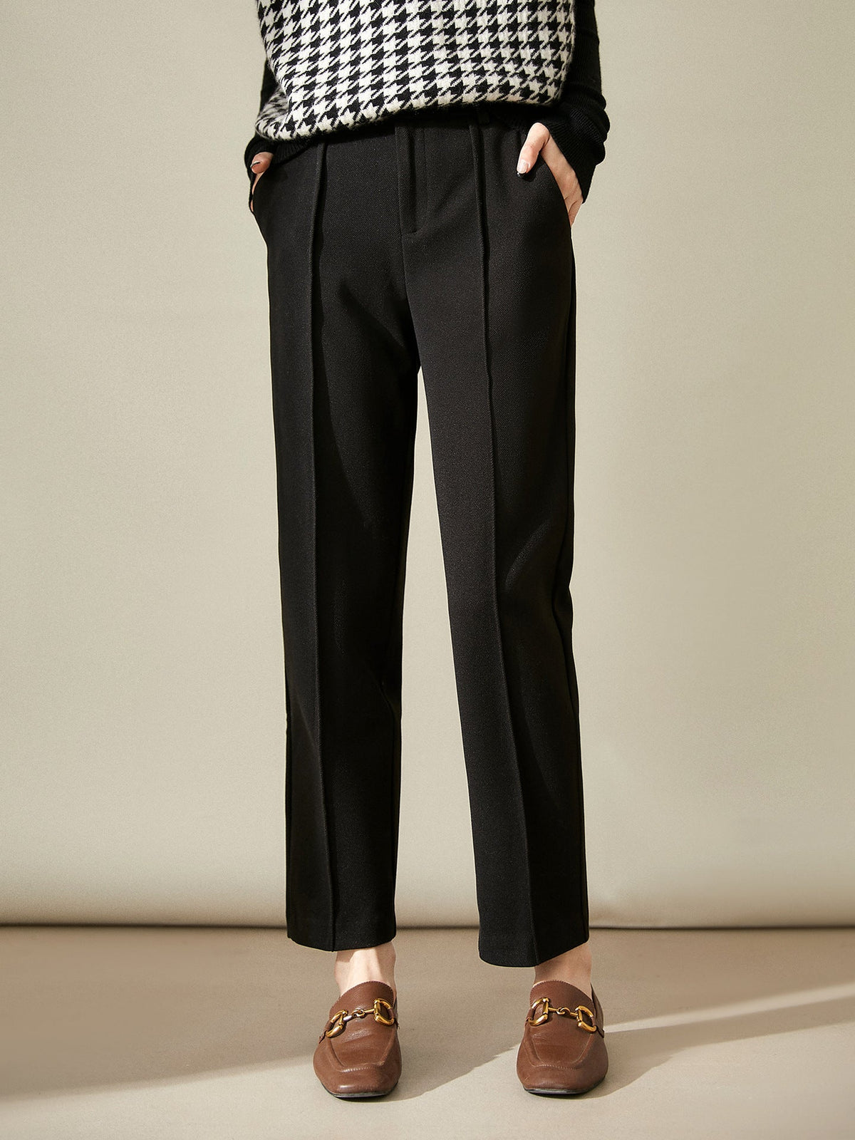 Lavisa - Tapered Woolen High-Waist Trousers