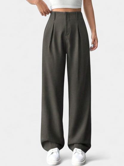 Lavisa - High Waist Wide Leg Pleated Pants for Women - Elegant Office Trousers
