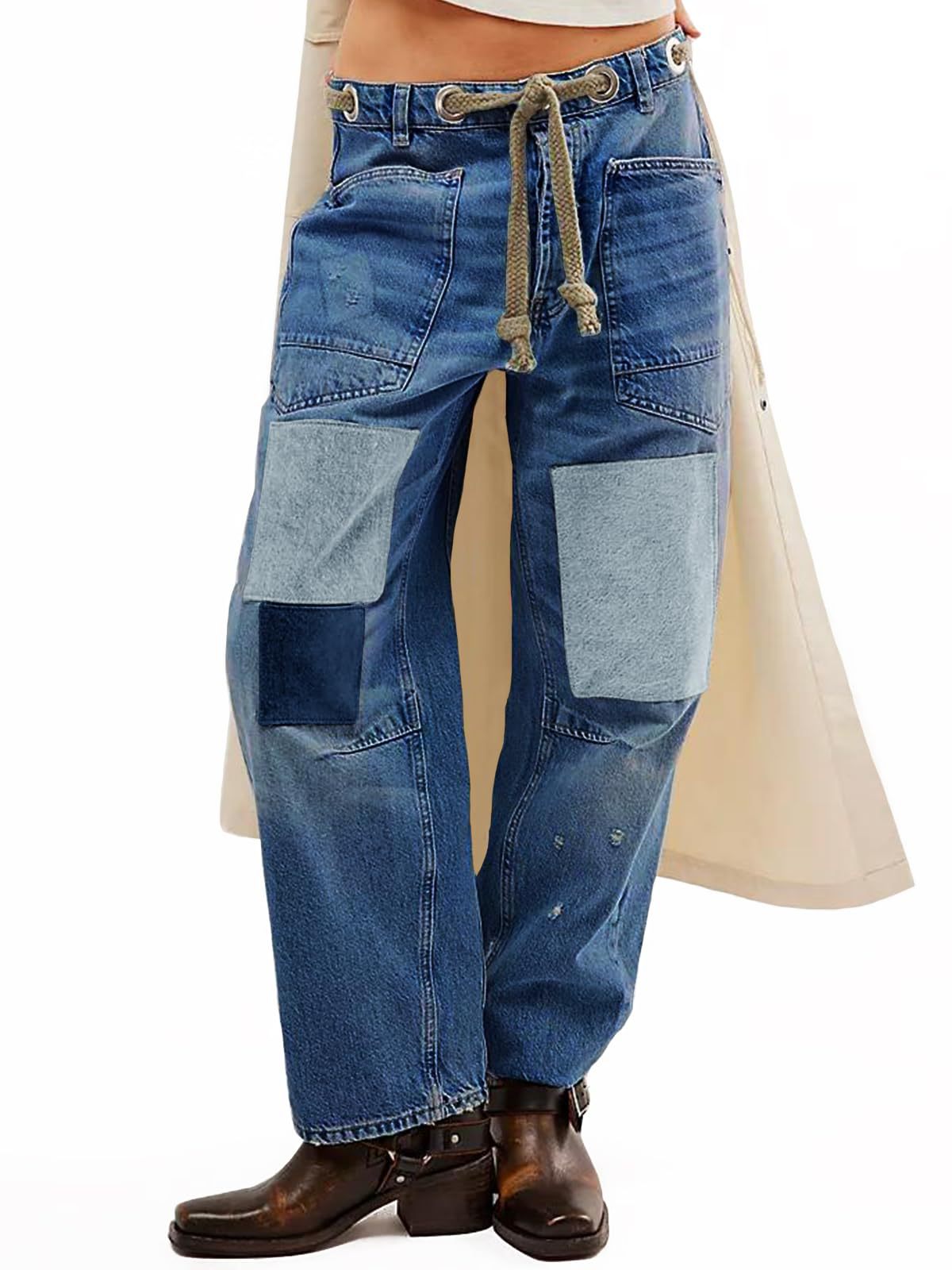 Lavisa - Relaxed Drawstring Cotton Utility Jeans