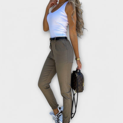 Lavisa - High Waist Ankle Length Stretch Pants