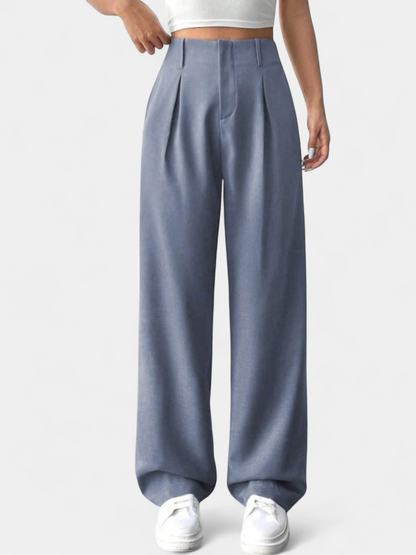 Lavisa - High Waist Wide Leg Pleated Pants for Women - Elegant Office Trousers