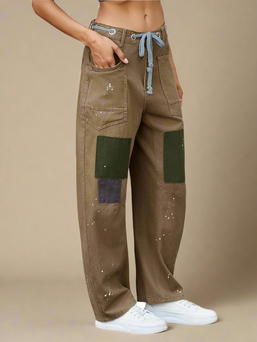Lavisa - Relaxed Drawstring Cotton Utility Jeans