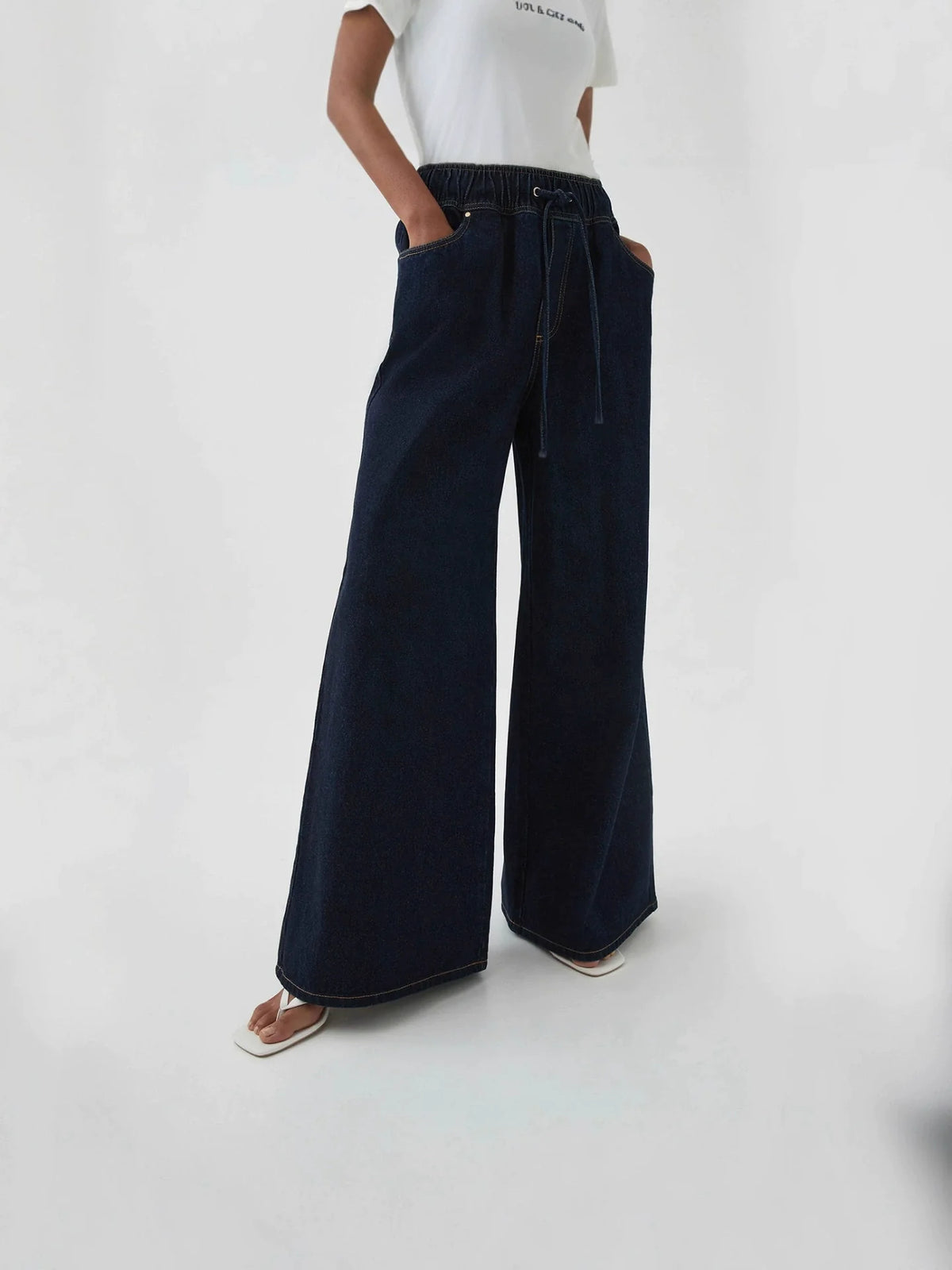 Lavisa - Monaco Drawstring Wide Leg Denim Jeans