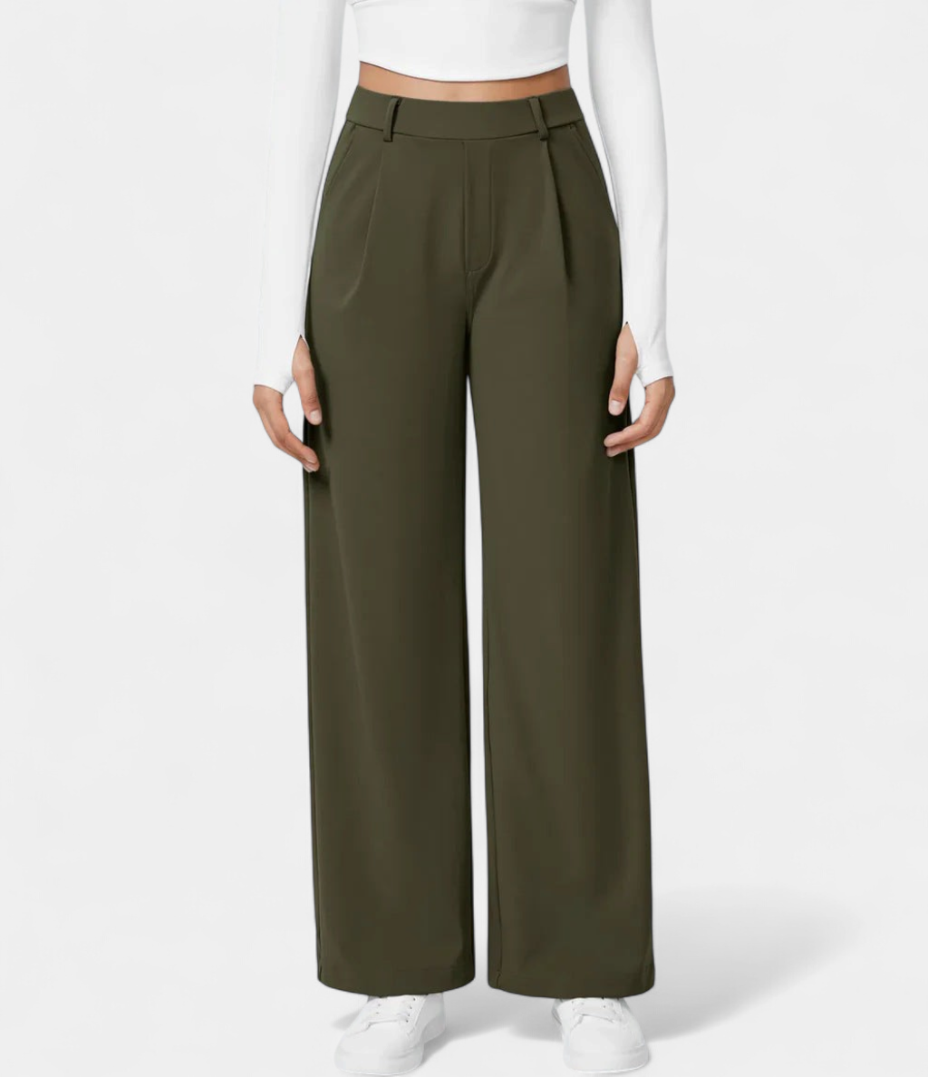 Lavisa - High Waist Straight Leg Casual Pants for Women - Everyday Comfort Trousers