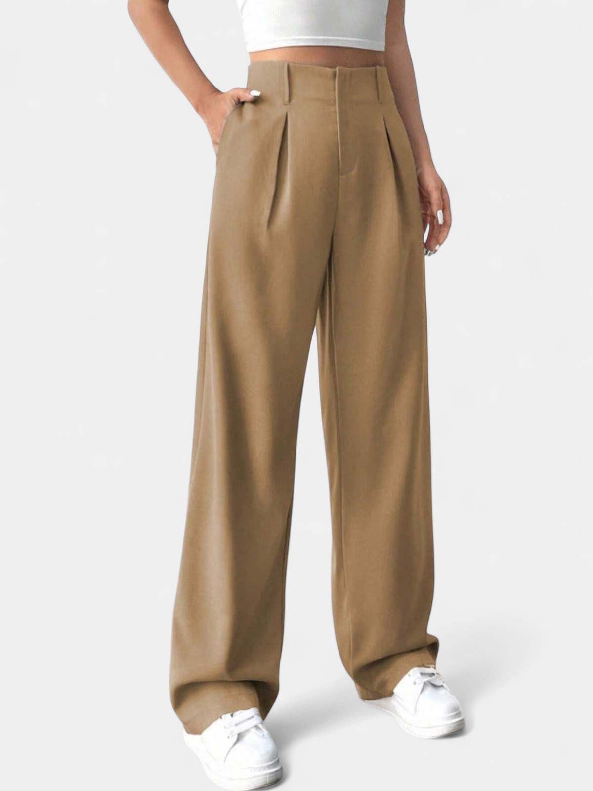 Lavisa - High Waist Wide Leg Pleated Pants for Women - Elegant Office Trousers