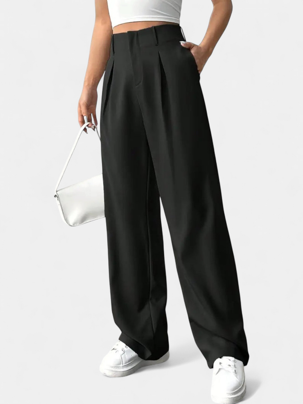 Lavisa - High Waist Wide Leg Pleated Pants for Women - Elegant Office Trousers