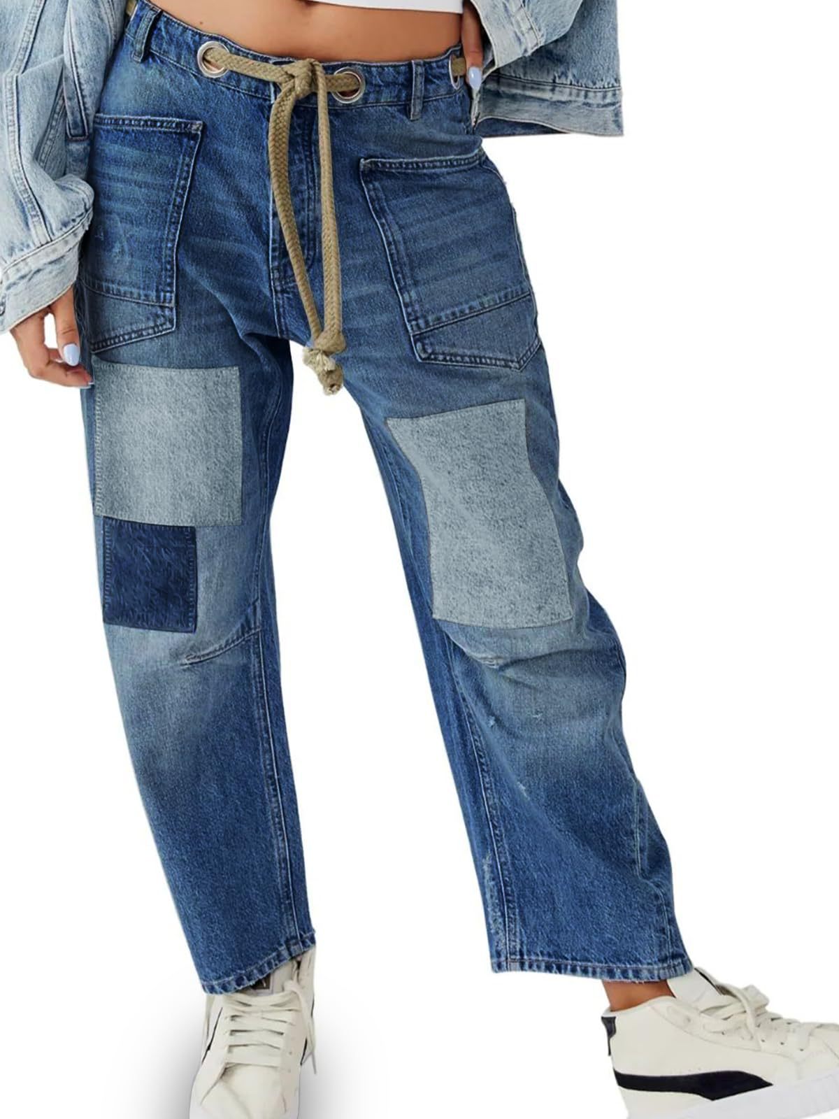 Lavisa - Relaxed Drawstring Cotton Utility Jeans