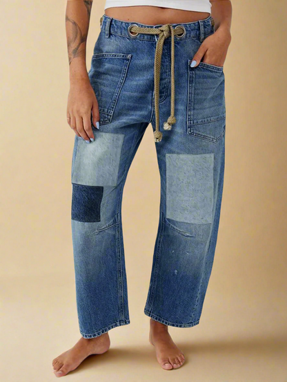 Lavisa - Relaxed Drawstring Cotton Utility Jeans