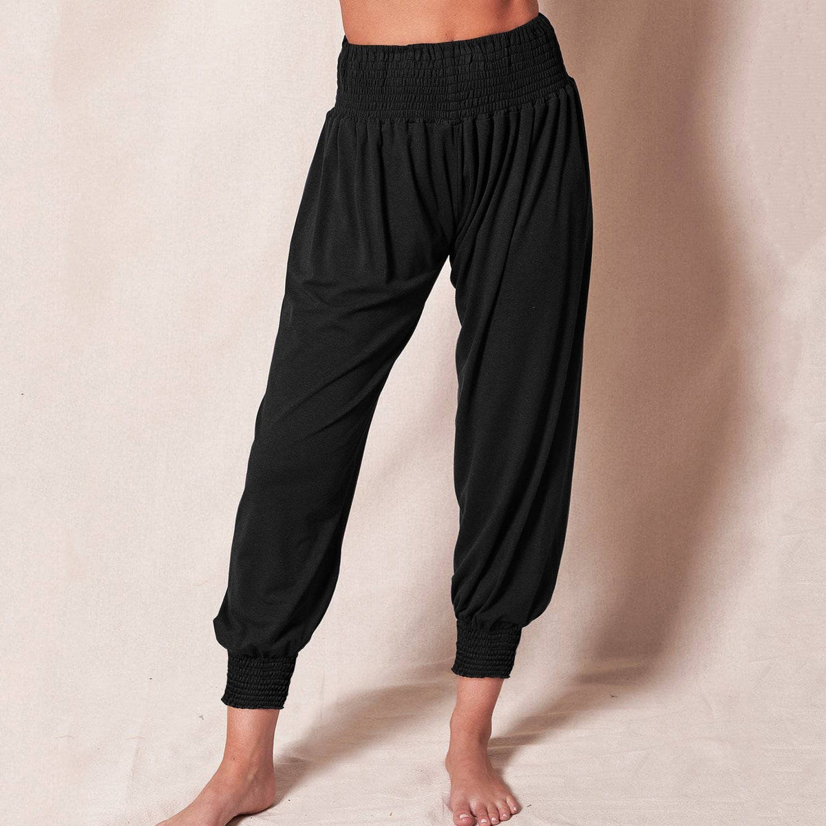 Lavisa - Women's Elastic Waist Jogger Pants Relaxed Ankle Cuff Leisure Trousers