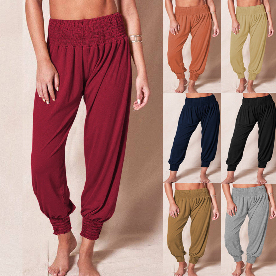Lavisa - Women's Elastic Waist Jogger Pants Relaxed Ankle Cuff Leisure Trousers