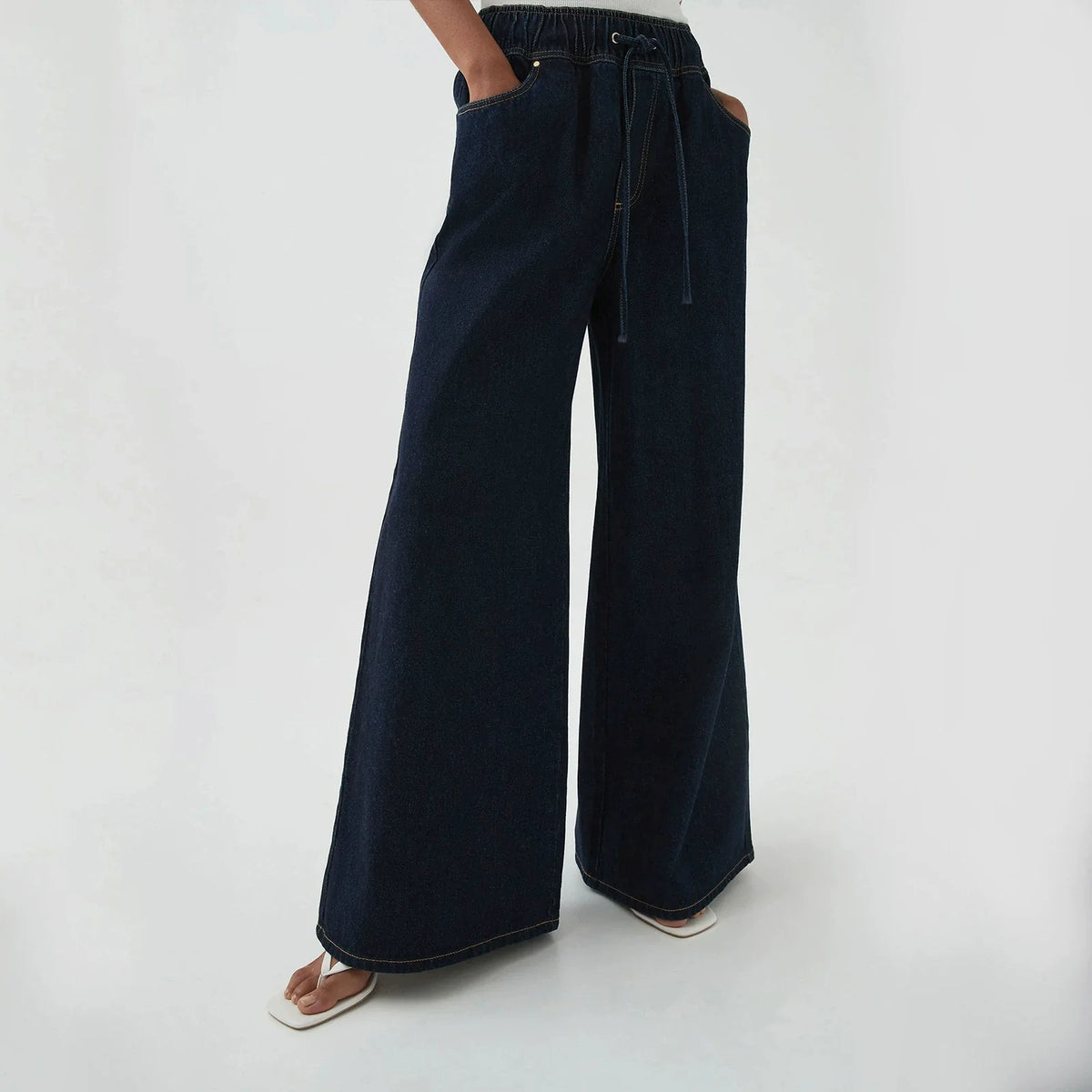 Lavisa - Monaco Drawstring Wide Leg Denim Jeans