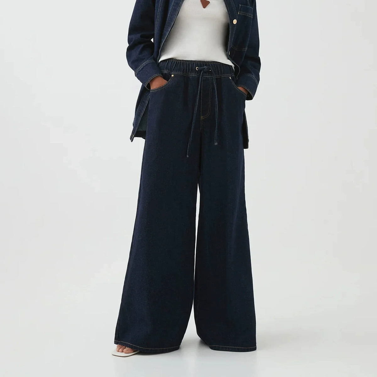 Lavisa - Monaco Drawstring Wide Leg Denim Jeans