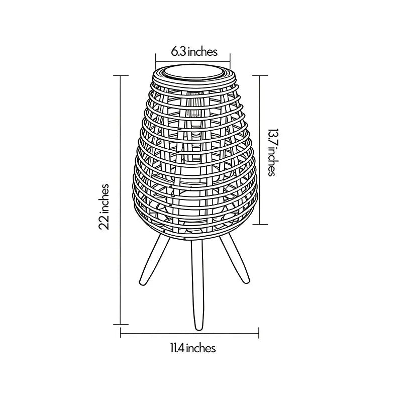 Lavisa outdoor solar floor lamp with woven rattan shade and warm white LED for gardens (View 7)