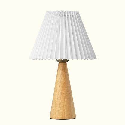 Lavisa - Modern Compact Wooden Table Lamp with Pleated Shade