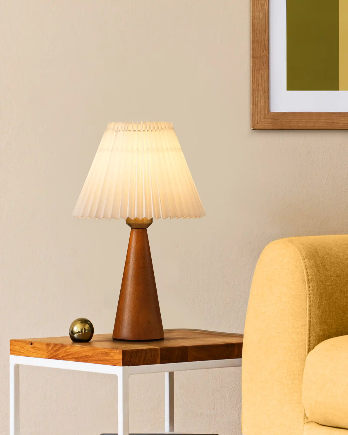 Lavisa - Modern Compact Wooden Table Lamp with Pleated Shade