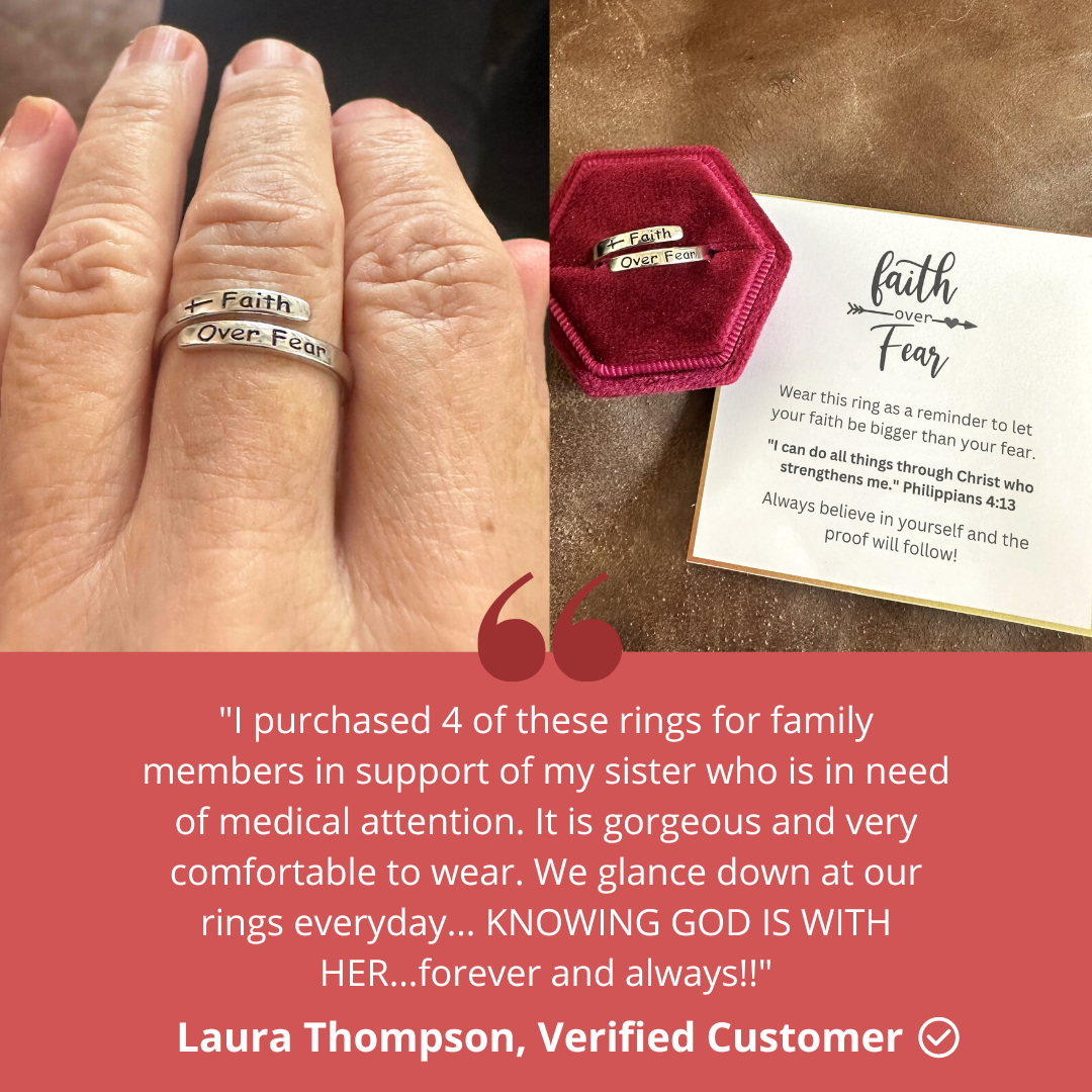 Lavisa - Faith Over Fear Cross Ring - Adjustable Band