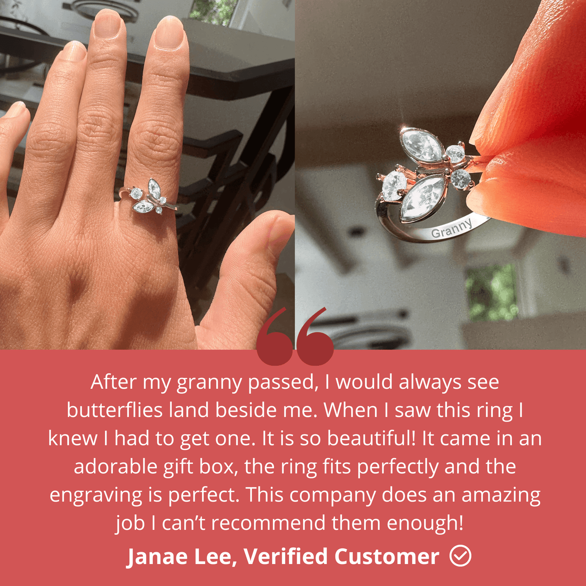 Lavisa - Butterfly From Heaven Ring - Memorial Sympathy Jewelry