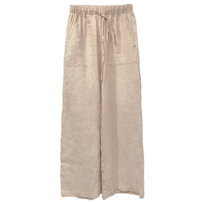 Lavisa - Drawstring Straight Leg Linen Pants