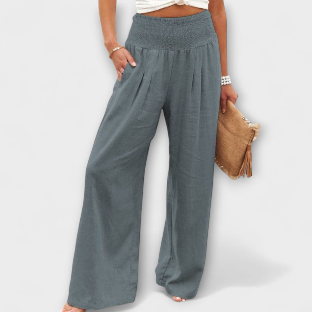 Lavisa - Casual Wide Leg Mid Rise Pants