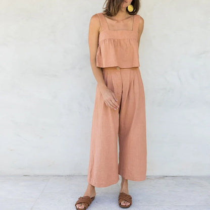 Lavisa - Pleated Linen Culotte Pants