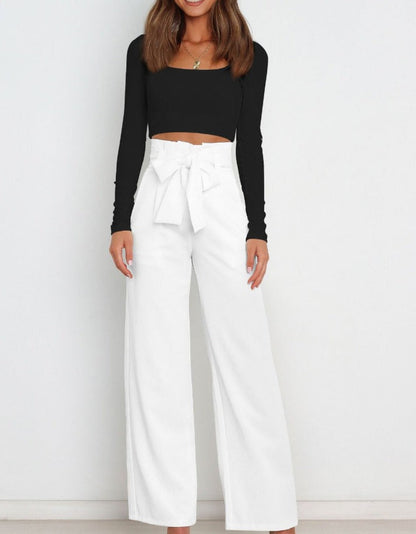 Lavisa - Women's High Waist Wide Leg Tailored Trousers - Flowy Dress Pants