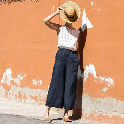 Lavisa - Cropped Wide Leg Linen Pants