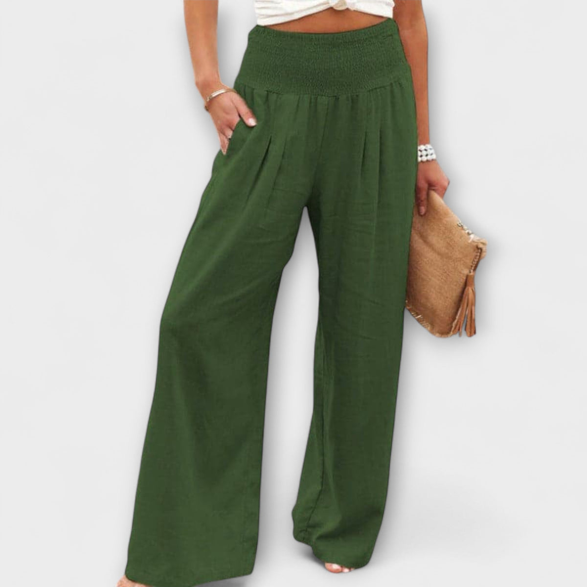 Lavisa - Casual Wide Leg Mid Rise Pants