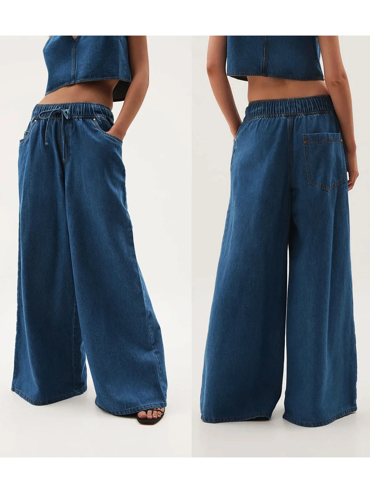 Lavisa - Monaco Drawstring Wide Leg Denim Jeans